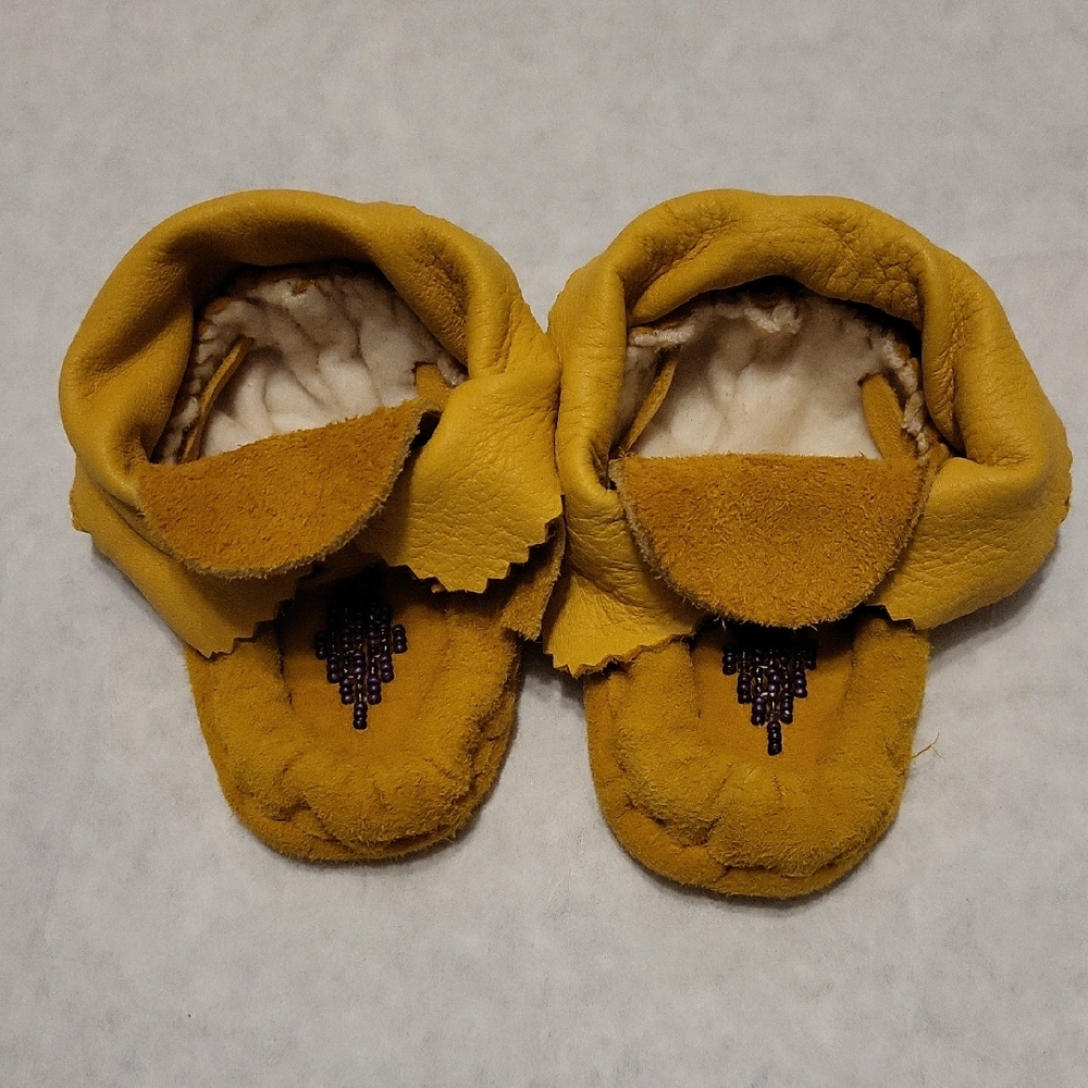 Handmade leather baby moccasins